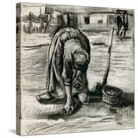 Paysanne Plantant Des Pommes De Terre  (Peasant Woman Planting Potatoes) Dessin De Vincent Van Gog-Vincent van Gogh-Stretched Canvas