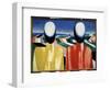 Paysans (Peasants). Deux Tetes sans Visage Devant Un Paysage De Champs Cultives. Peinture De Kasimi-Kazimir Severinovich Malevich-Framed Giclee Print