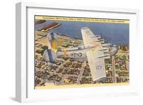 PB2Y-2 Navy Plane over San Diego, California-null-Framed Art Print