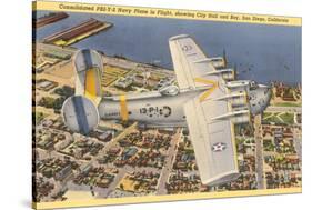 PB2Y-2 Navy Plane over San Diego, California-null-Stretched Canvas