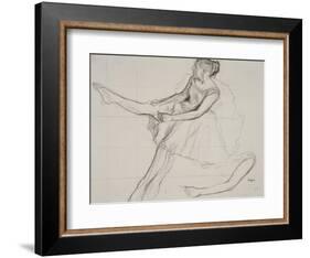 Pd.23-1978 Dancer Adjusting Her Tights, C.1880-Edgar Degas-Framed Giclee Print