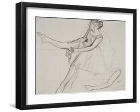 Pd.23-1978 Dancer Adjusting Her Tights, C.1880-Edgar Degas-Framed Giclee Print