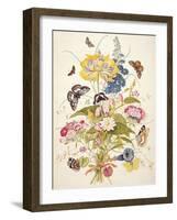 Pd.912-1973 Still Life of Flowers Including a Parrot Tulip, Larkspur, Sweet William, Gentian and…-Thomas Robins-Framed Giclee Print