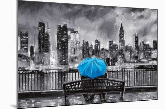 PD Moreno - Fine Art - Blue Umbrella-Trends International-Mounted Poster