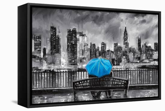 PD Moreno - Fine Art - Blue Umbrella-Trends International-Framed Stretched Canvas