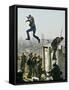 Peace Activist Leaps over Israeli Border Police Trying to Prevent Demolition of House, Jerusalem-null-Framed Stretched Canvas