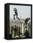Peace Activist Leaps over Israeli Border Police Trying to Prevent Demolition of House, Jerusalem-null-Framed Stretched Canvas