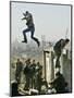 Peace Activist Leaps over Israeli Border Police Trying to Prevent Demolition of House, Jerusalem-null-Mounted Photographic Print