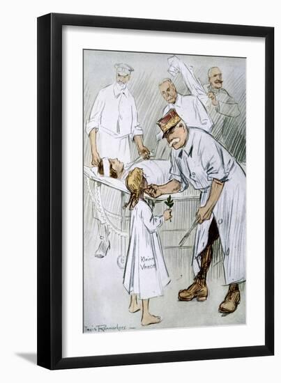 'Peace and Intervention: German Militarism on the Allies Operating Table', 1916-Louis Raemaekers-Framed Giclee Print