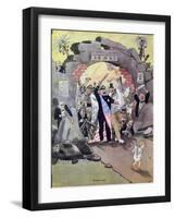 Peace Banished from the Paradise of the Marshall Plan, Caricature from 'Krokodil', C.1950-null-Framed Giclee Print