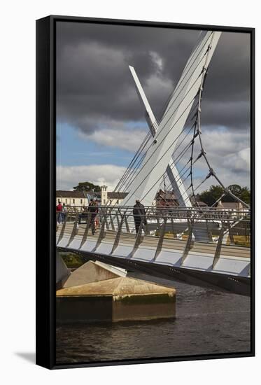 Peace Bridge, across the River Foyle, Derry (Londonderry), County Londonderry, Ulster, Northern Ire-Nigel Hicks-Framed Stretched Canvas