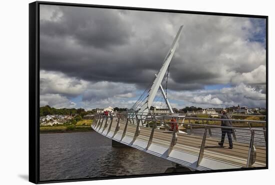 Peace Bridge, across the River Foyle, Derry (Londonderry), County Londonderry, Ulster, Northern Ire-Nigel Hicks-Framed Stretched Canvas