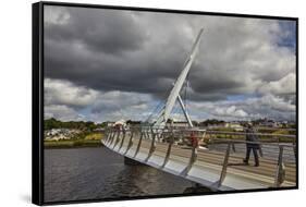 Peace Bridge, across the River Foyle, Derry (Londonderry), County Londonderry, Ulster, Northern Ire-Nigel Hicks-Framed Stretched Canvas