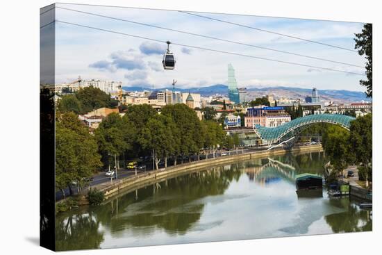 Peace Bridge over the Mtkvari River, designed by Italian architect Michele de Lucci, Tbilisi, Georg-G&M Therin-Weise-Stretched Canvas