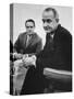 Peace Corp. Head Sargent R. Shriver Jr. and President Lyndon B. Johnson-John Dominis-Stretched Canvas