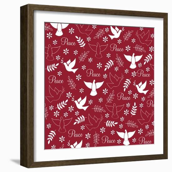 Peace Doves on Red-Elizabeth Caldwell-Framed Giclee Print