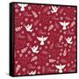 Peace Doves on Red-Elizabeth Caldwell-Framed Stretched Canvas