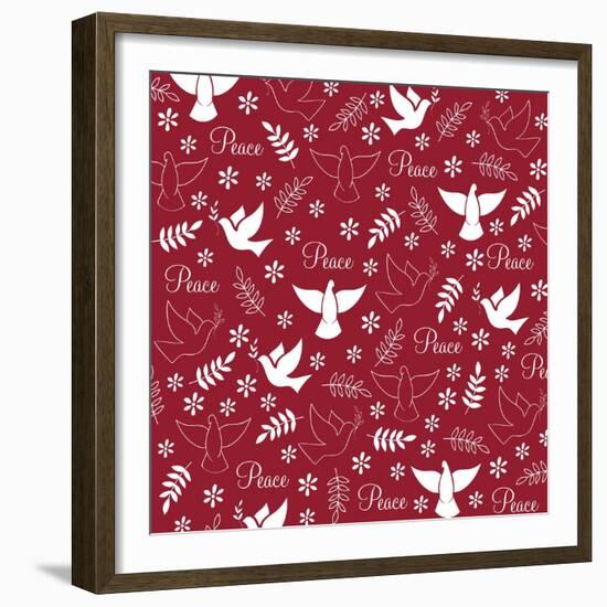 Peace Doves on Red-Elizabeth Caldwell-Framed Giclee Print