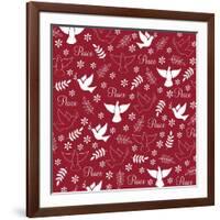 Peace Doves on Red-Elizabeth Caldwell-Framed Giclee Print