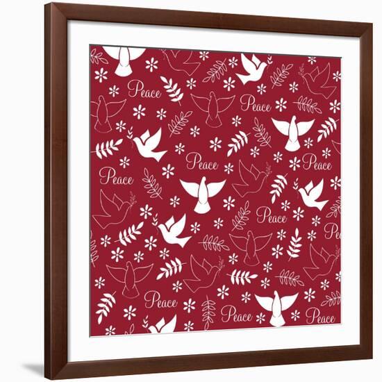 Peace Doves on Red-Elizabeth Caldwell-Framed Giclee Print