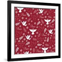 Peace Doves on Red-Elizabeth Caldwell-Framed Giclee Print