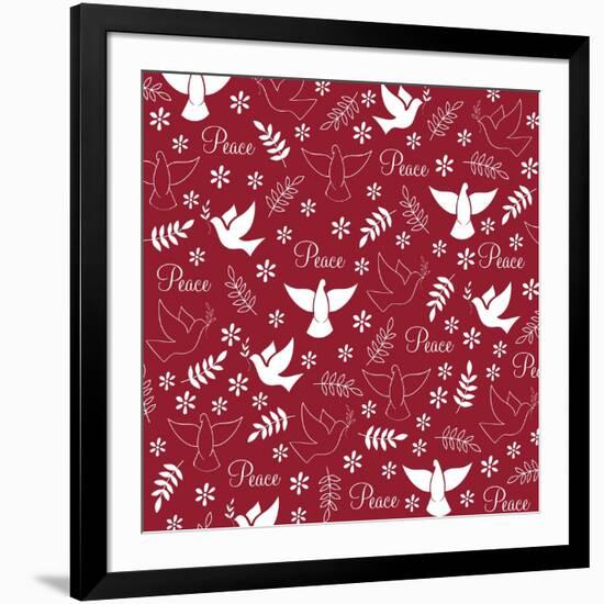 Peace Doves on Red-Elizabeth Caldwell-Framed Giclee Print