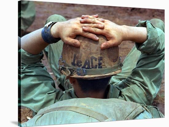 Peace Helmet-Associated Press-Stretched Canvas