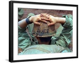 Peace Helmet-Associated Press-Framed Photographic Print