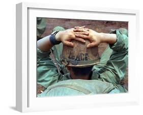 Peace Helmet-Associated Press-Framed Photographic Print