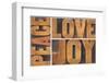 Peace, Love and Joy Typography Abstract-PixelsAway-Framed Photographic Print