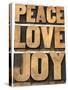 Peace, Love and Joy Word Abstract-PixelsAway-Stretched Canvas
