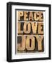 Peace, Love and Joy Word Abstract-PixelsAway-Framed Art Print