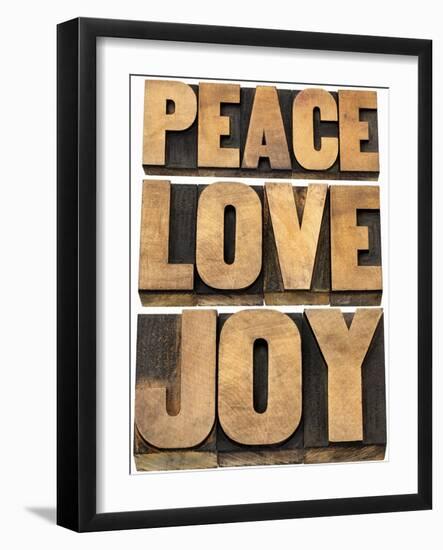 Peace, Love and Joy Word Abstract-PixelsAway-Framed Art Print