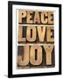 Peace, Love and Joy Word Abstract-PixelsAway-Framed Art Print