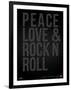 Peace Love and Rock N Roll Poster-NaxArt-Framed Premium Giclee Print