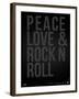 Peace Love and Rock N Roll Poster-NaxArt-Framed Art Print