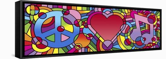 Peace Love Music A-Howie Green-Framed Stretched Canvas