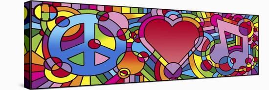 Peace Love Music A-Howie Green-Stretched Canvas