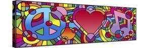 Peace Love Music A-Howie Green-Stretched Canvas