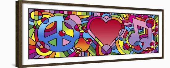 Peace Love Music A-Howie Green-Framed Premium Giclee Print