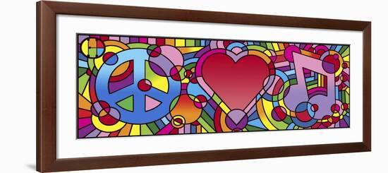 Peace Love Music A-Howie Green-Framed Premium Giclee Print