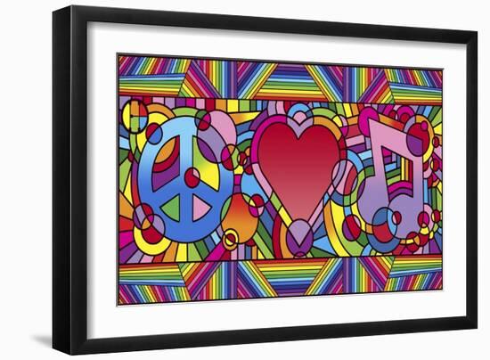 Peace Love Music B-Howie Green-Framed Giclee Print