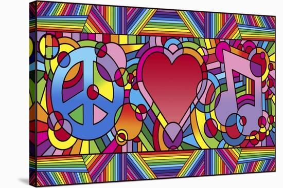 Peace Love Music B-Howie Green-Stretched Canvas