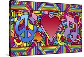 Peace Love Music B-Howie Green-Stretched Canvas