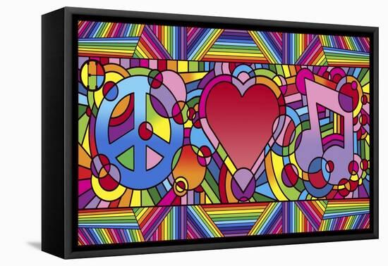 Peace Love Music B-Howie Green-Framed Stretched Canvas