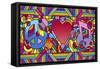 Peace Love Music B-Howie Green-Framed Stretched Canvas