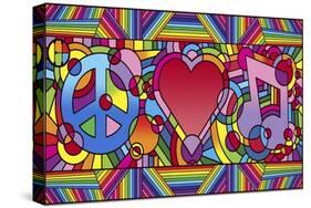 Peace Love Music B-Howie Green-Stretched Canvas