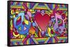 Peace Love Music B-Howie Green-Framed Stretched Canvas