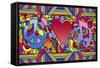 Peace Love Music B-Howie Green-Framed Stretched Canvas