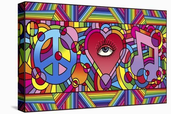 Peace Love Music C-Howie Green-Stretched Canvas